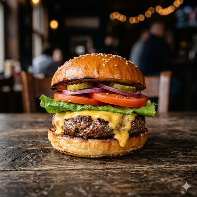 Burger on grill