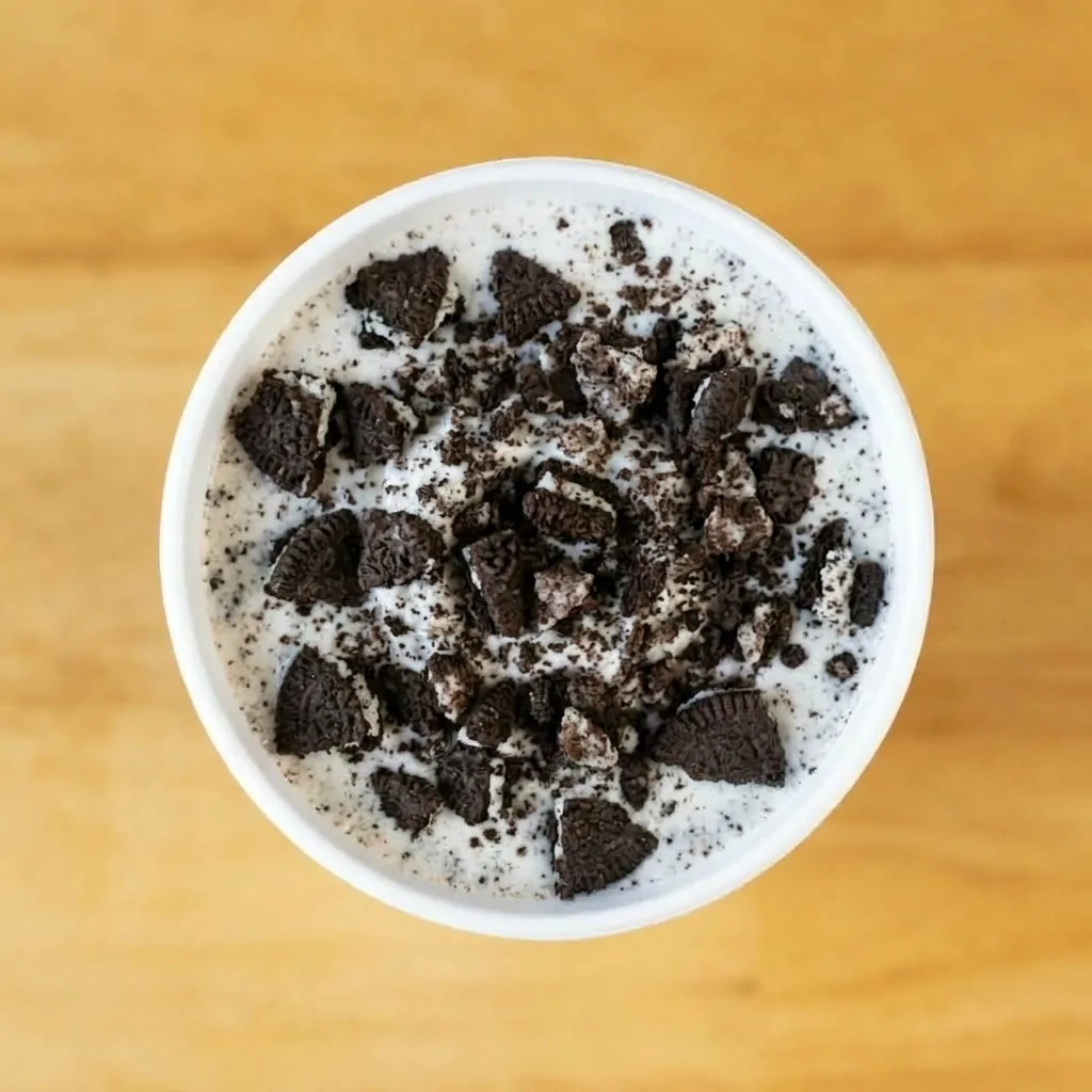 Oreo cookies-and-cream milkshake with whipped cream